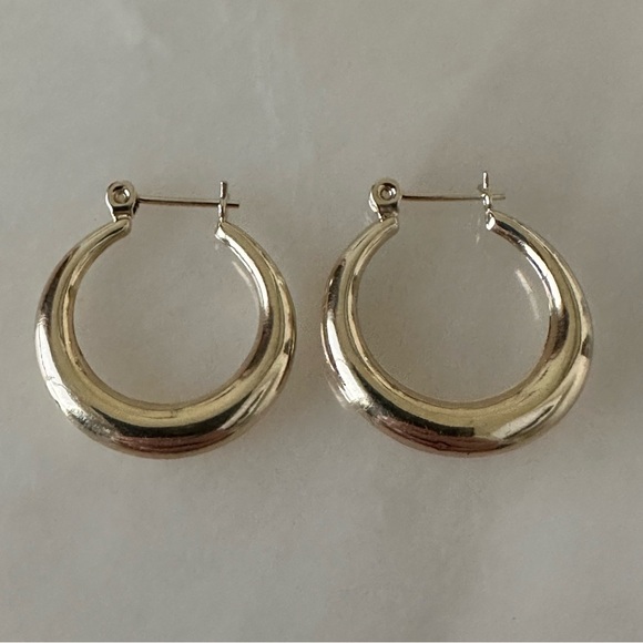 14k Solid Gold Polished Hoop Earrings - Picture 11 of 13